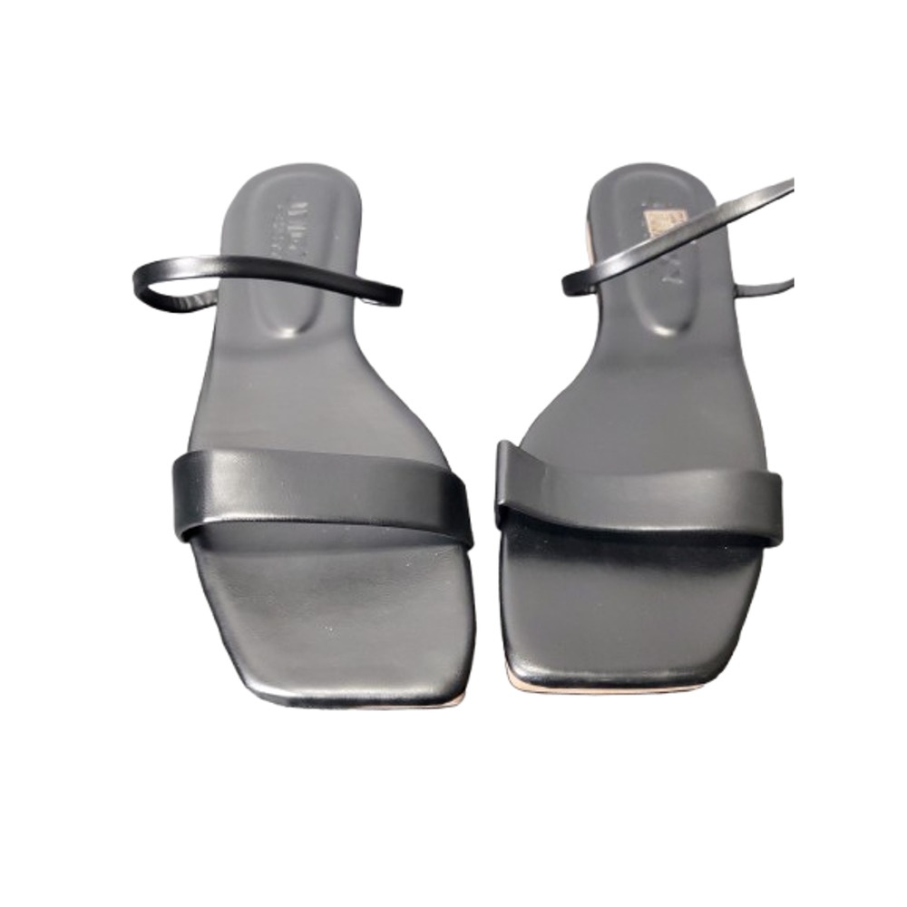 Fashionable women's black slip on flat sandals size 43